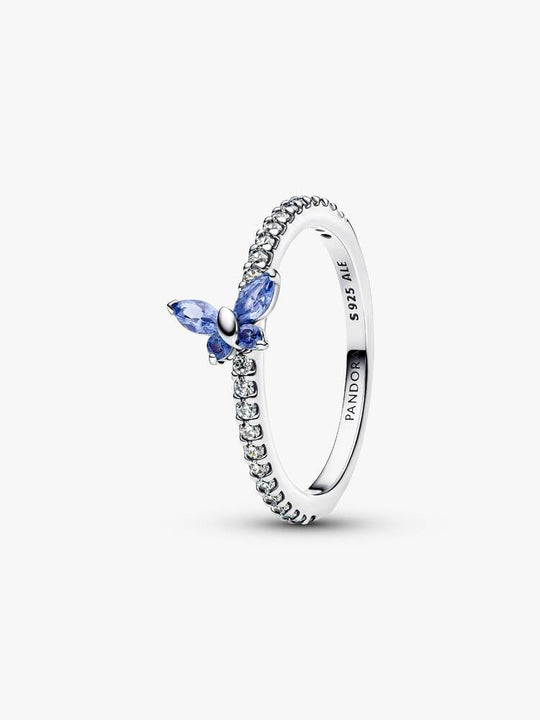 Sparkling Butterfly Ring, Blue - Sterling Silver - 194269C01