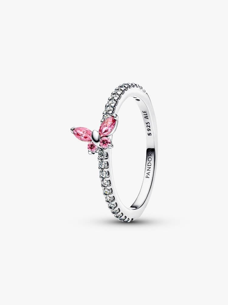 Sparkling Butterfly Ring, Pink - Sterling Silver - 194269C02