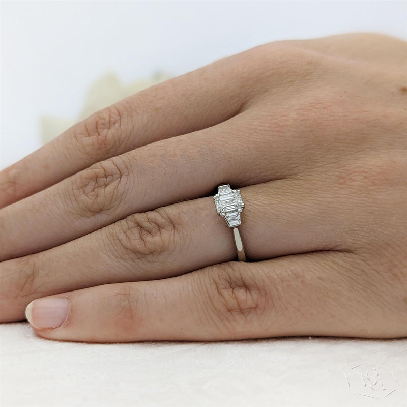 Platinum Santorini Emerald Cut Engagement Ring - 0.77ct