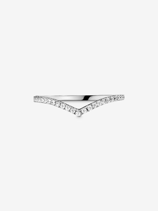 Sparkling Wishbone Ring - Sterling Silver - 196316CZ