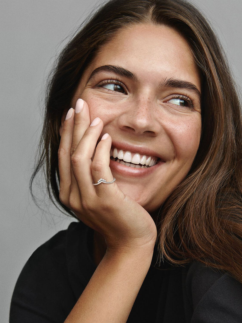 Tiara Wishbone Ring - Sterling Silver - 198282CZ