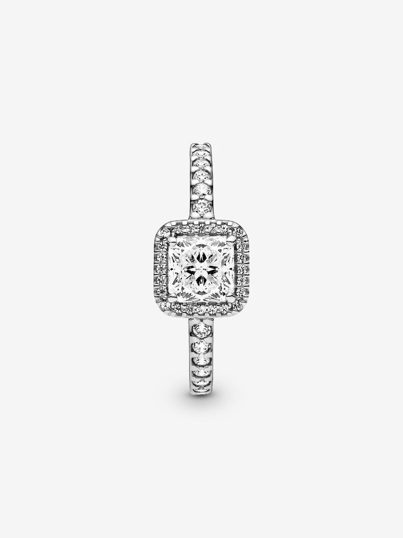 Square Sparkle Halo Ring - Sterling Silver - 198863C01