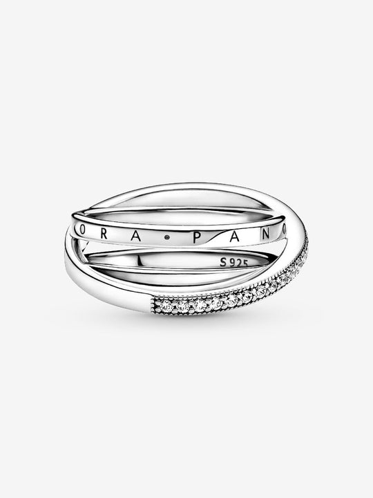 Crossover Pave Triple Band Ring - Sterling Silver - 199057C01