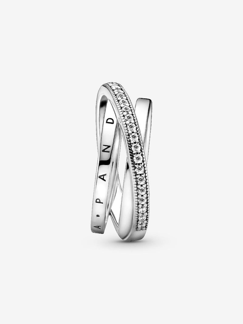 Crossover Pave Triple Band Ring - Sterling Silver - 199057C01