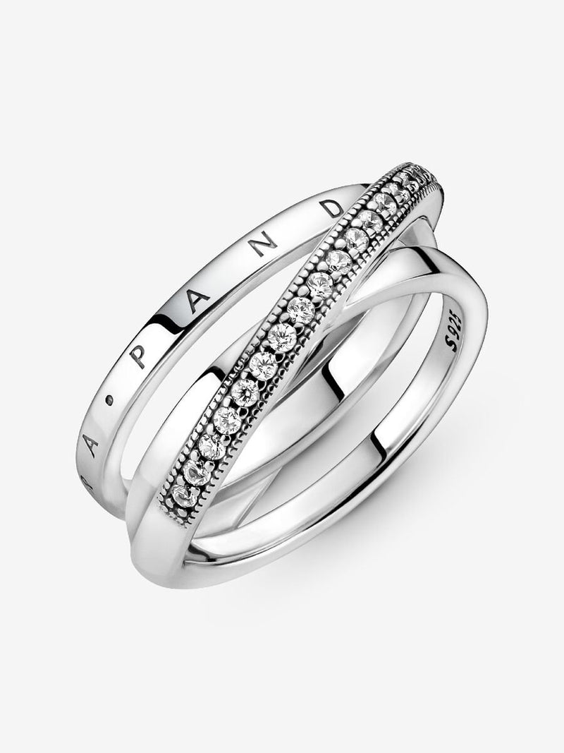 Crossover Pave Triple Band Ring - Sterling Silver - 199057C01