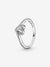 Sparkling Wishbone Heart Ring - Sterling Silver - 199302C01