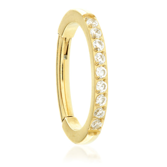 Titanium Rook Oval Side Gem Rook Hinged Ring - Gold - ZTRook1