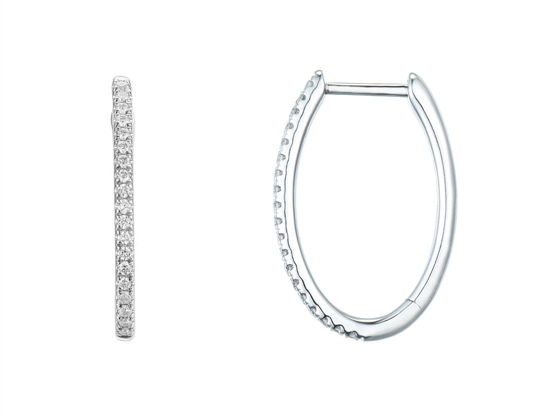 Diamond Oval Hoop Earrings, 0.19ct - 9ct White Gold - 20.09210.9WEA