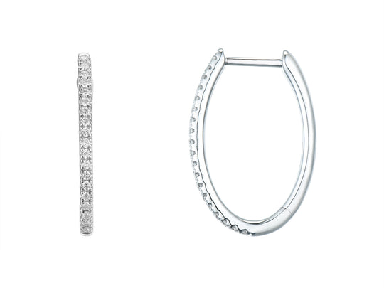 Diamond Oval Hoop Earrings, 0.19ct - 9ct White Gold - 20.09210.9WEA