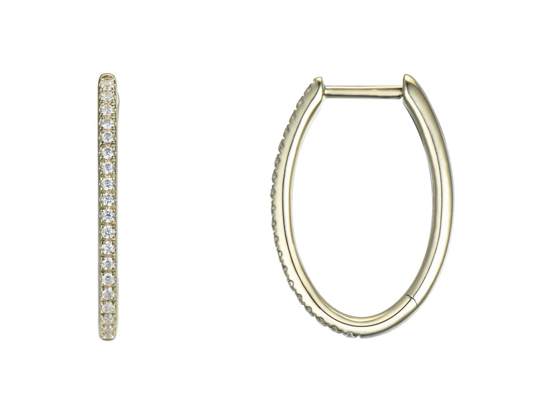 Diamond Oval Hoop Earrings, 0.19ct - 9ct Yellow Gold - 20.09210.9YEA