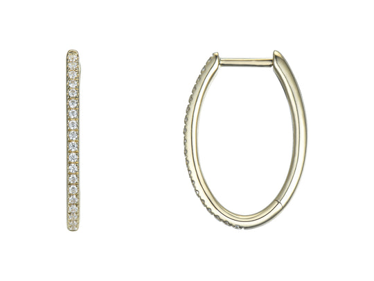 Diamond Oval Hoop Earrings, 0.19ct - 9ct Yellow Gold - 20.09210.9YEA