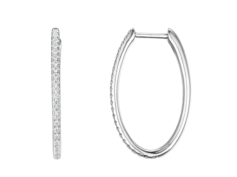 Diamond Oval Hoop Earrings, 0.28ct - 9ct White Gold - 20.09211.9WEA