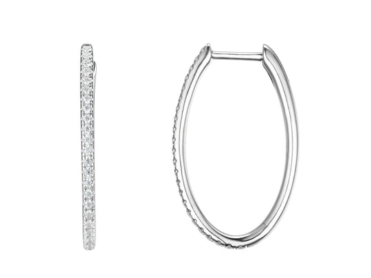 Diamond Oval Hoop Earrings, 0.28ct - 9ct White Gold - 20.09211.9WEA
