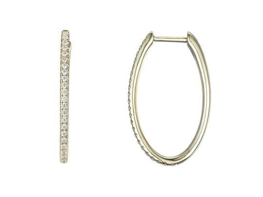 Diamond Oval Hoop Earrings, 0.28ct - 9ct Yellow Gold - 20.09211.9YEA