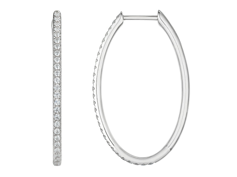 Diamond Oval Hoop Earrings, 0.38ct - 9ct White Gold - 20.09212.9WEA
