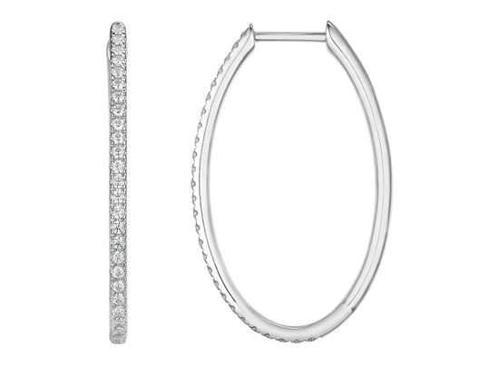 Diamond Oval Hoop Earrings, 0.38ct - 9ct White Gold - 20.09212.9WEA