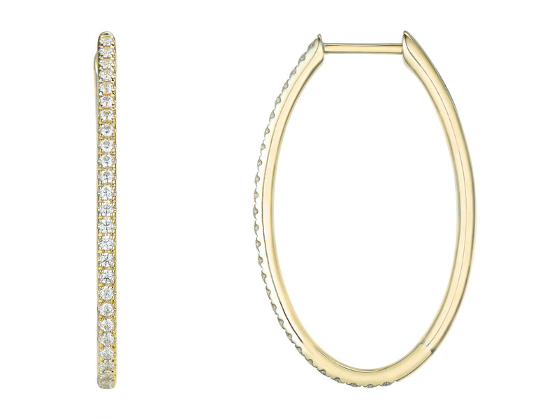 Diamond Oval Hoop Earrings, 0.38ct - 9ct Yellow Gold - 20.09212.9YEA