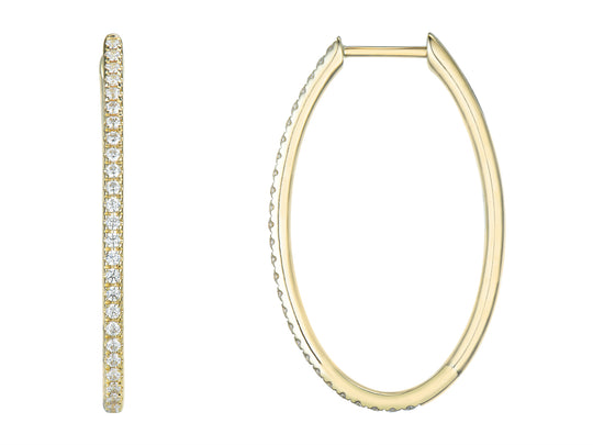 Diamond Oval Hoop Earrings, 0.38ct - 9ct Yellow Gold - 20.09212.9YEA