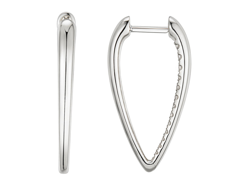 9ct White Gold Diamond Tapered Hoop Earrings - 20.09288.9WEA