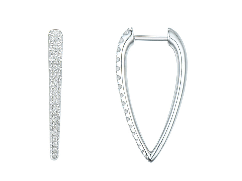 9ct White Gold Diamond Tapered Hoop Earrings - 20.09290.9WEA