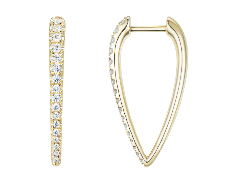 9ct Yellow Gold Diamond Tapered Hoop Earrings - 20.09290.9YEA
