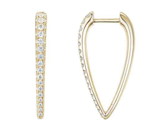 9ct Yellow Gold Diamond Tapered Hoop Earrings - 20.09290.9YEA