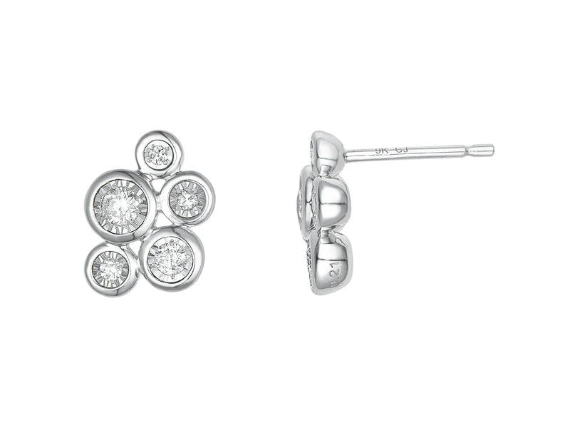 9ct White Gold Diamond Scatter Stud Earrings - 20.E6083D021.9WFA