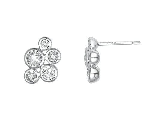 9ct White Gold Diamond Scatter Stud Earrings - 20.E6083D021.9WFA