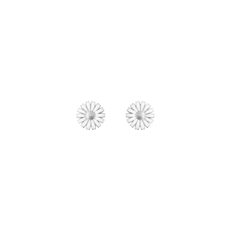 Daisy Stud Earrings, 11mm - Silver/White - 20001540