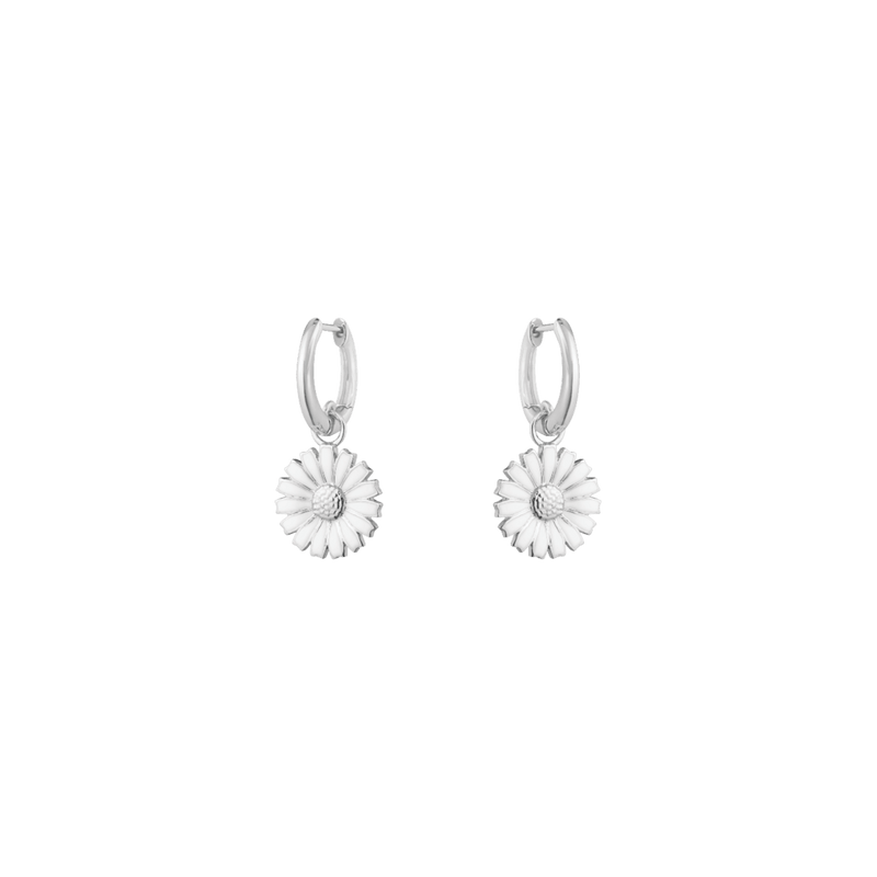 Daisy Earrings, 13mm - Silver/White - 20001541