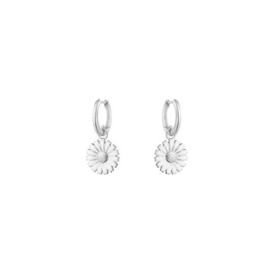 Daisy Earrings, 13mm - Silver/White - 20001541