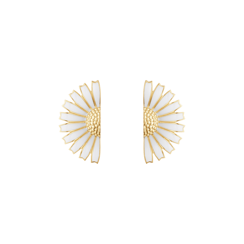 Daisy Half Flower Earrings - Gold/White - 20001551
