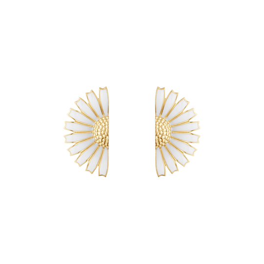 Daisy Half Flower Earrings - Gold/White - 20001551