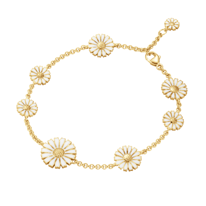 Daisy 8 Flower Bracelet - Gold/White - 20001668