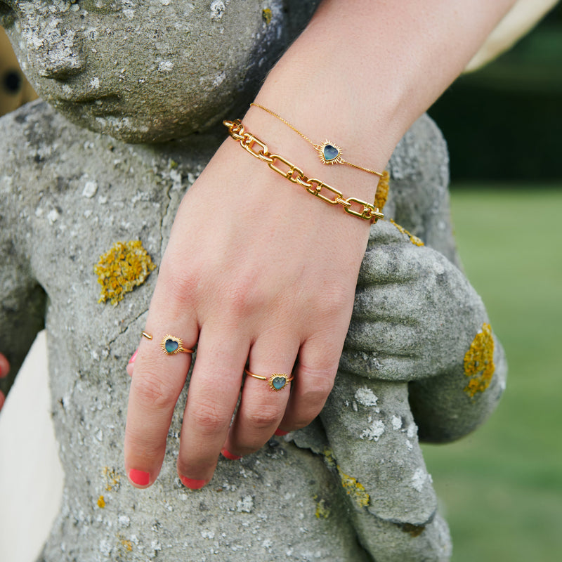 Electric Love Mini Blue Topaz Heart Ring - Gold - EGHR2BTGP