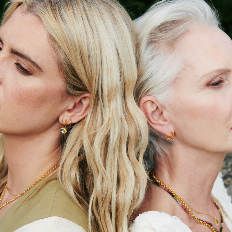 Electric Love Blue Topaz Heart Huggie Hoop Earrings - Gold - EGHE5BTGP