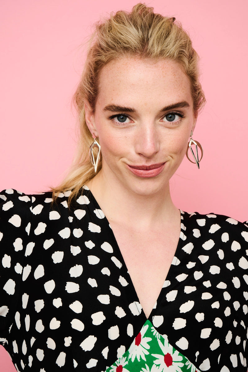 Crescent Hoops - Silver