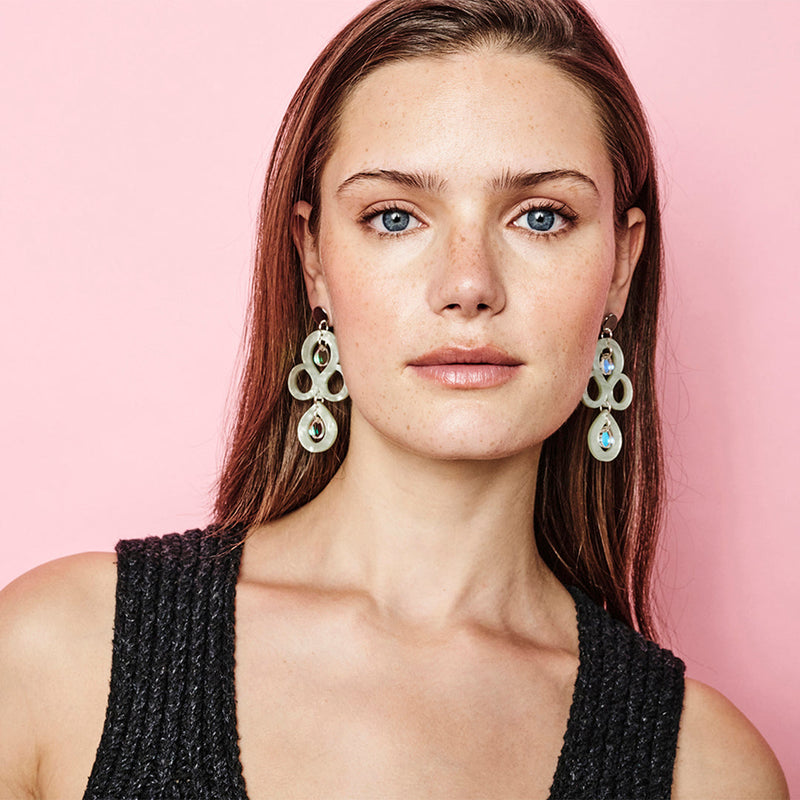 Petite Batik Earrings - Silver/Regent Green/Iridescent - SP-709