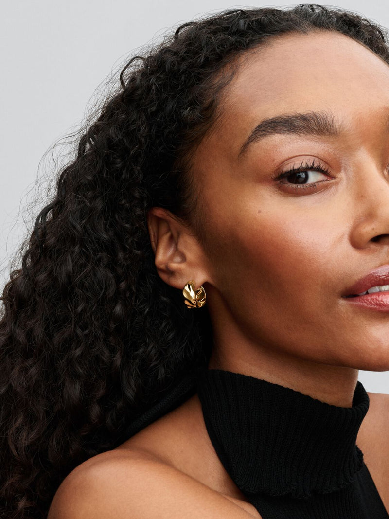 Rippled Hoop Earrings - 14ct Gold Plated - 263874C00