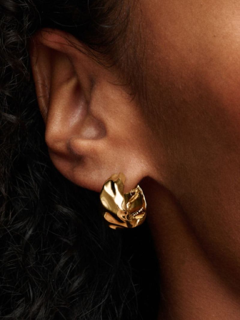 Rippled Hoop Earrings - 14ct Gold Plated - 263874C00