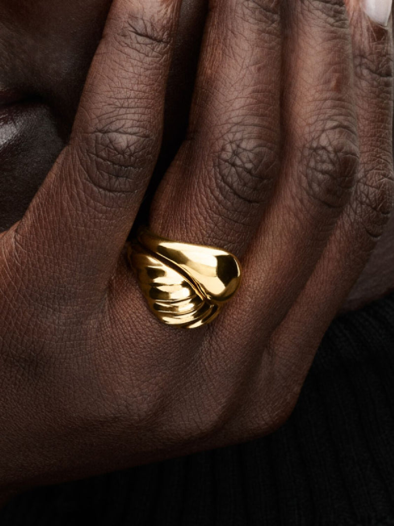 Rippled Stacking Ring Set - 14ct Gold Plated - 163832C00