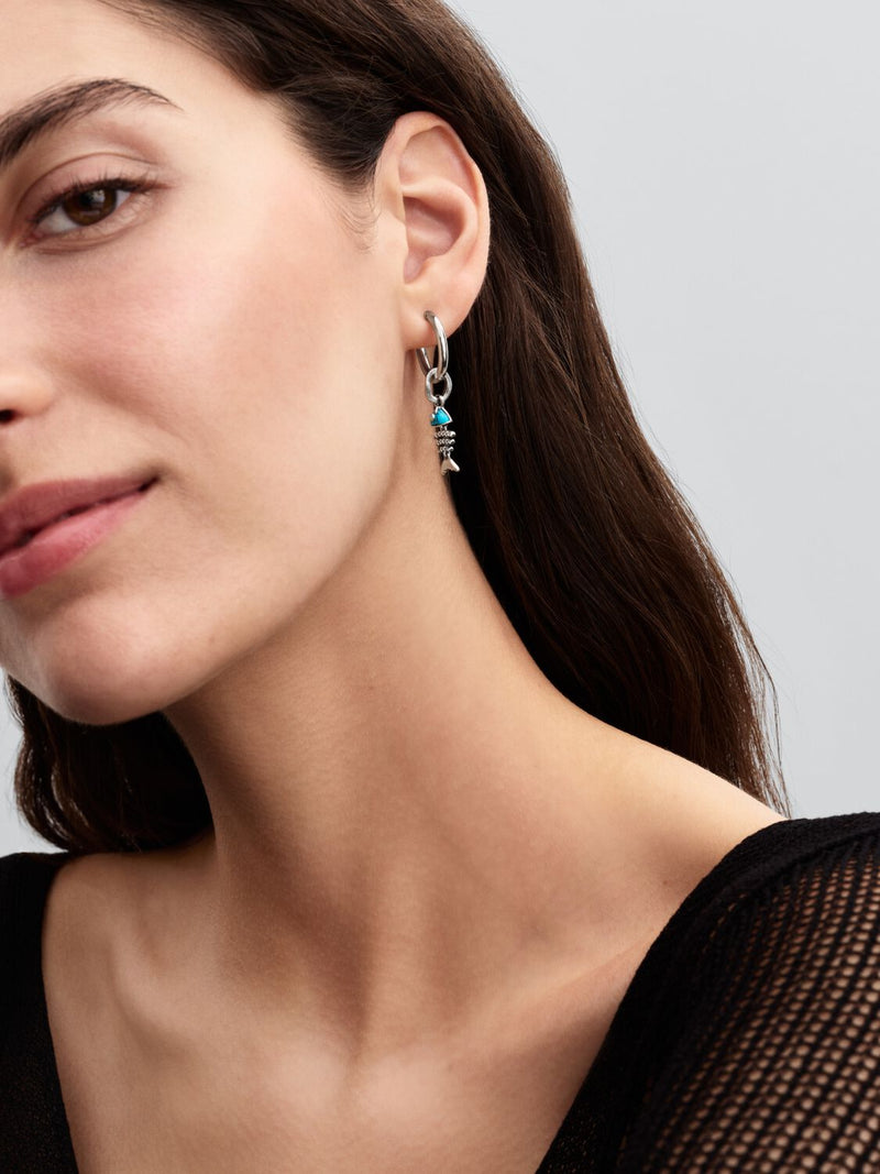 Turquoise-coloured Fishbone Dangle Charm - Sterling Silver - 793894C01