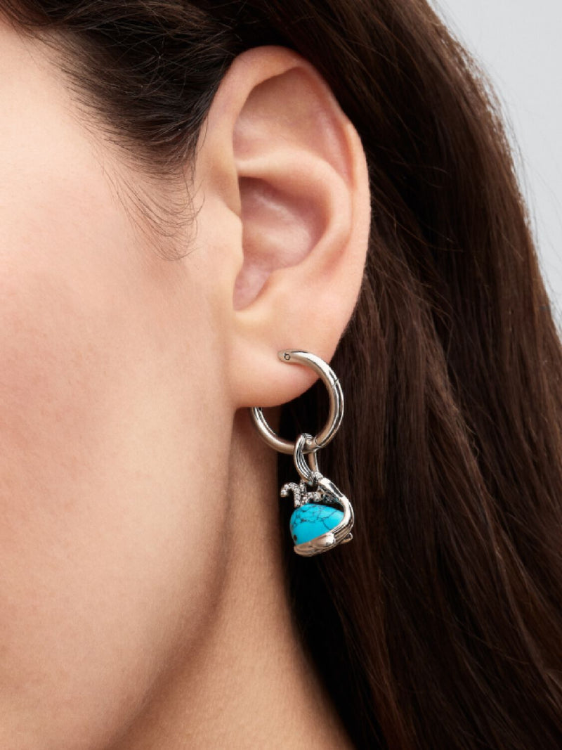 Turquoise-coloured Whale Dangle Charm - Sterling Silver - 793822C01