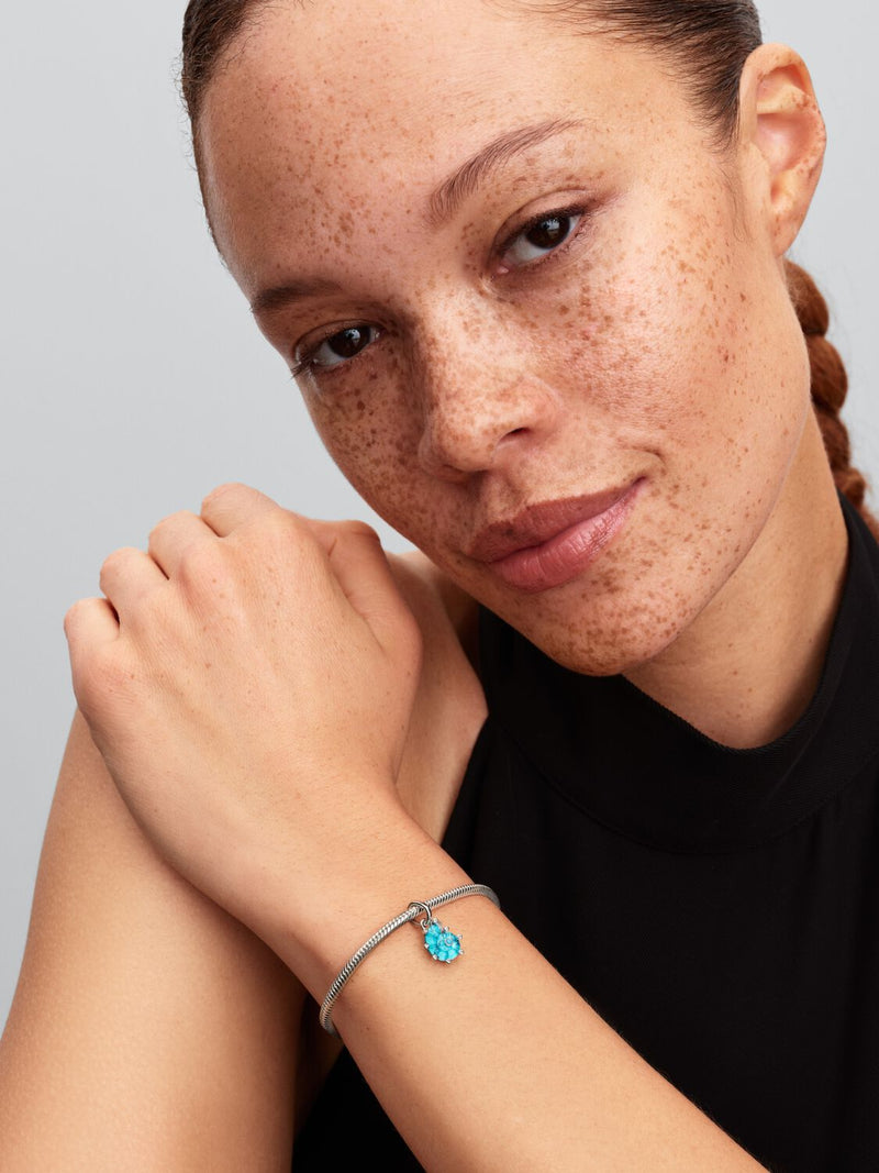 Blue Murano Glass Sea Snail Dangle Charm - Sterling Silver - 793900C01