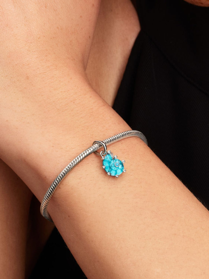 Blue Murano Glass Sea Snail Dangle Charm - Sterling Silver - 793900C01