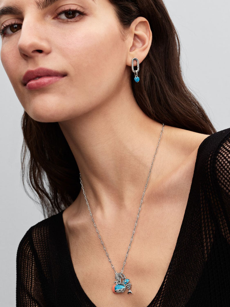 Turquoise-coloured Heart Mini Dangle Charm - Sterling Silver - 793827C01