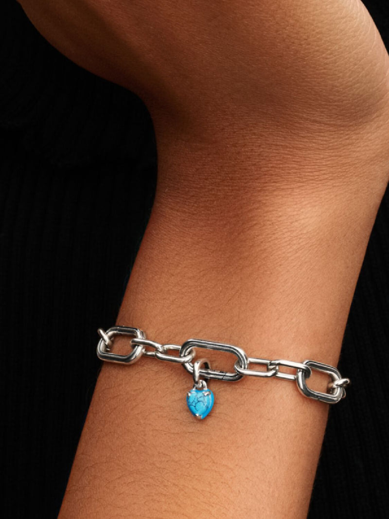 Turquoise-coloured Heart Mini Dangle Charm - Sterling Silver - 793827C01