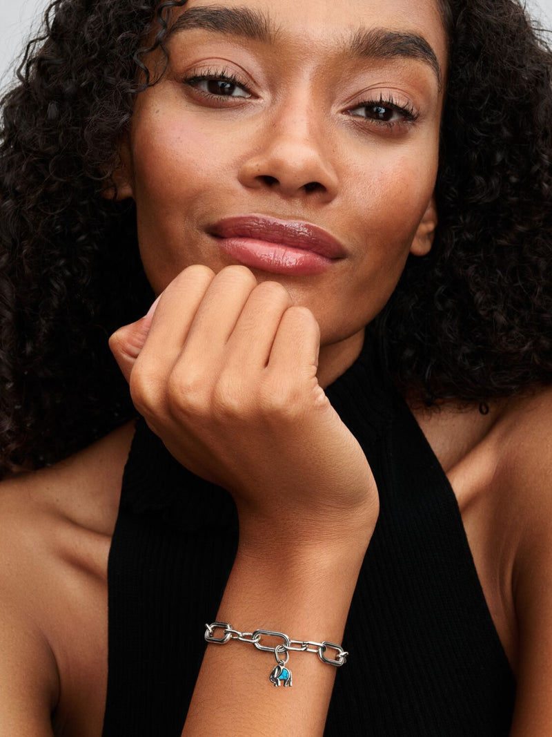 Turquoise-coloured Elephant Mini Dangle Charm - Sterling Silver - 793858C01