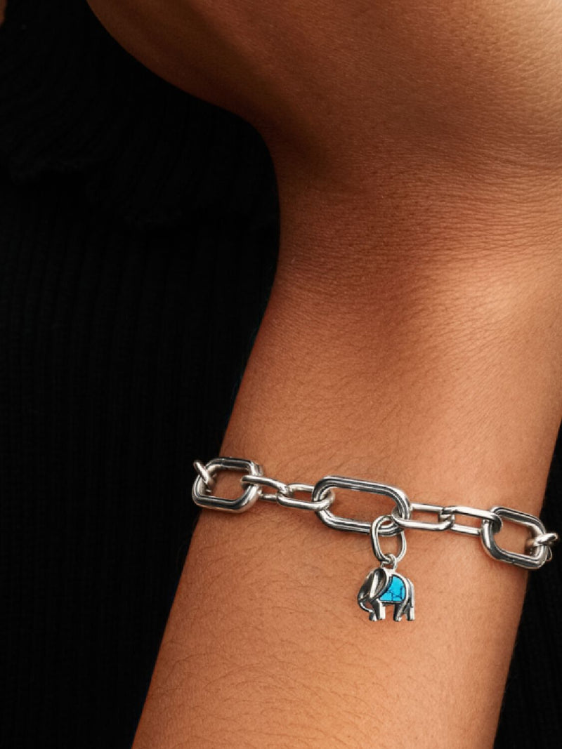 Turquoise-coloured Elephant Mini Dangle Charm - Sterling Silver - 793858C01