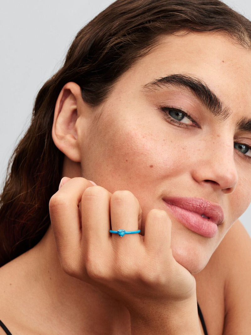 Turquoise-coloured Heart Stone Ring - Sterling Silver - 193828C01